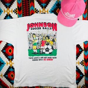 Vintage Big Johnson “Johnson Soccer Balls” Graphic Tee – XL – Made in USA